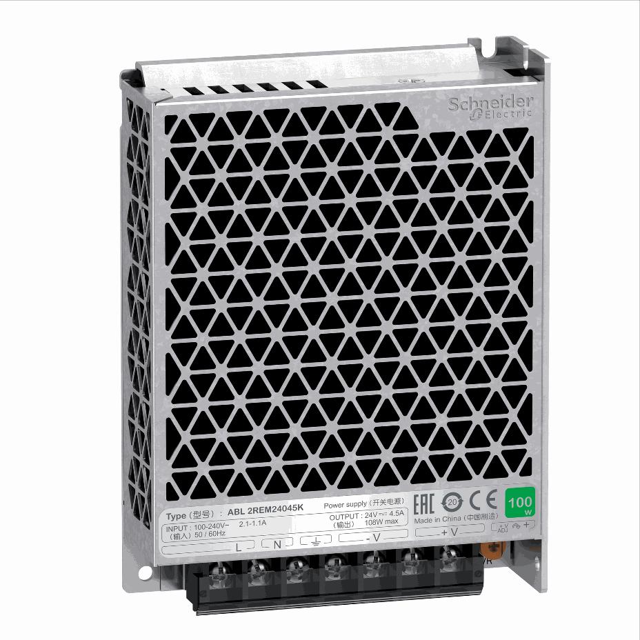 Schneider Electric - single phase power supply, 100...240V input, 24V DC output, 108W, 4,5A - ABL2REM24045K