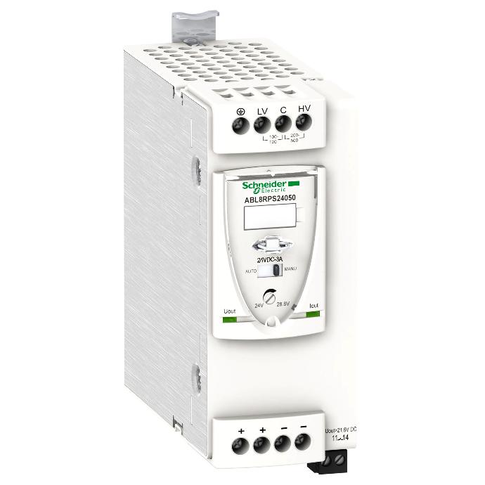 Schneider Electric - Regulated Switch Power Supply, 1 or 2-phase, 100..500V, 24V, 5 A - ABL8RPS24050