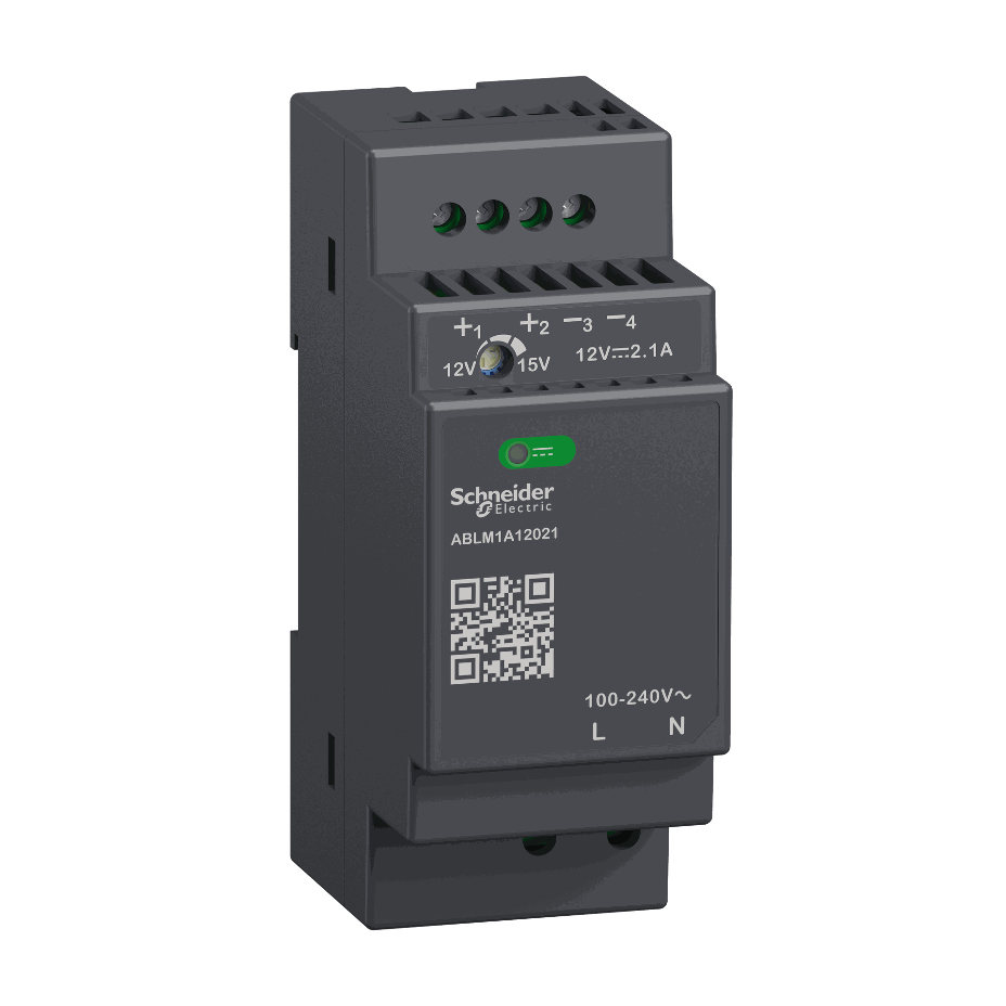 Schneider Electric - Regulated Power Supply, 100-240V AC, 12V 2.1 A, single phase, Modular - ABLM1A12021