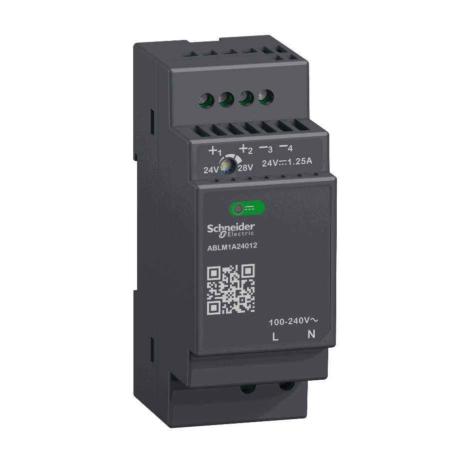 Schneider Electric - Regulated Power Supply, 100-240V AC, 24V 1.2 A, single phase, Modular - ABLM1A24012