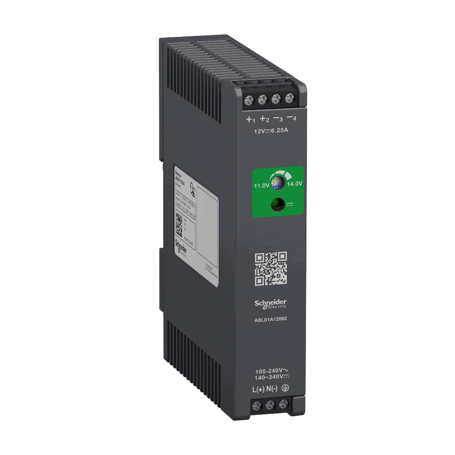 Schneider Electric - Regulated Power Supply, 100-240V AC, 12V 6.2 A, single phase, Optimized - ABLS1A12062