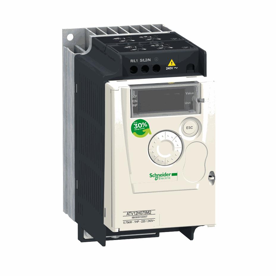 Schneider Electric - variable speed drive ATV12 - 0.55kW - 0.75hp - 200..240V - 1ph - with heat sink - ATV12H055M2