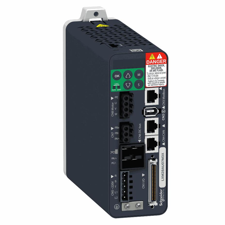 Schneider Electric - motion servo drive, Lexium 28, single and three phase 200...230 V, 400 W - LXM28AU04M3X