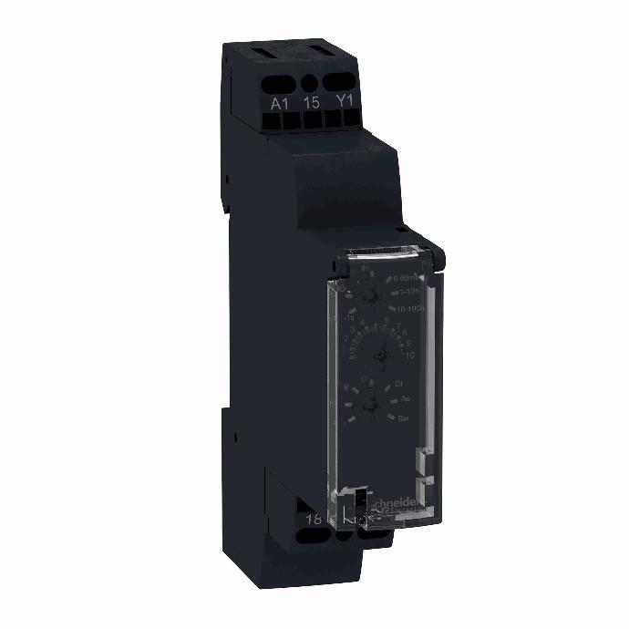 Schneider Electric - time delay relay 10 functions - 1 s..100 h - 12 V AC/DC - 1 OC - RE17RMJU