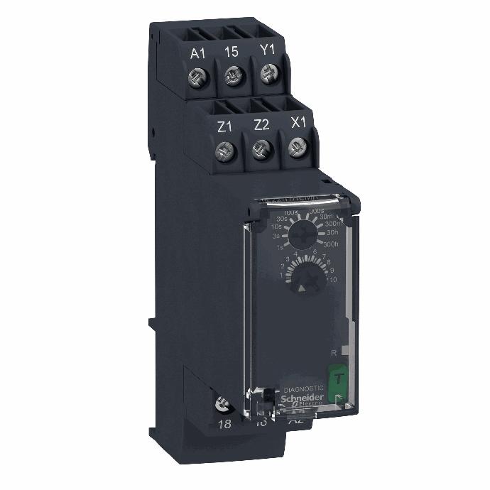 Schneider Electric - Modular timing relay, 8 A, 0.05 s…300 h, 1 CO, on delay and off delay, 24...240 V AC/DC - RE22R1ACMR