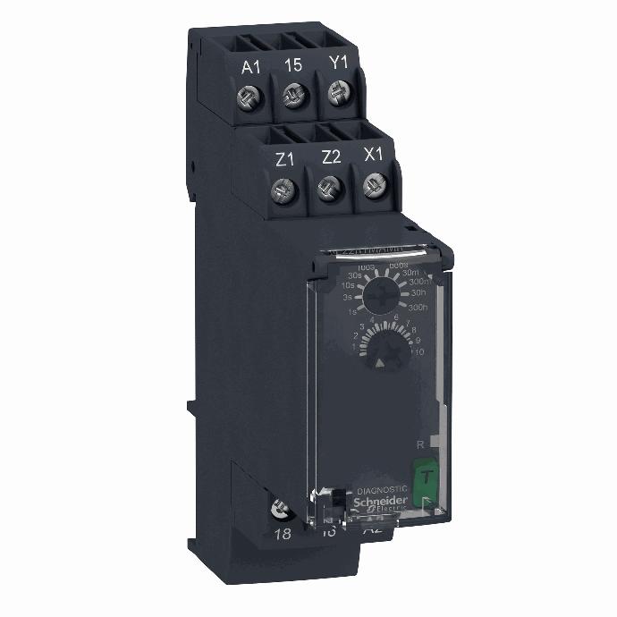 Schneider Electric - Modular timing relay, 8 A, 1 CO, 0.05 s…300 h, on delay, 24...240 V AC/DC - RE22R1MAMR