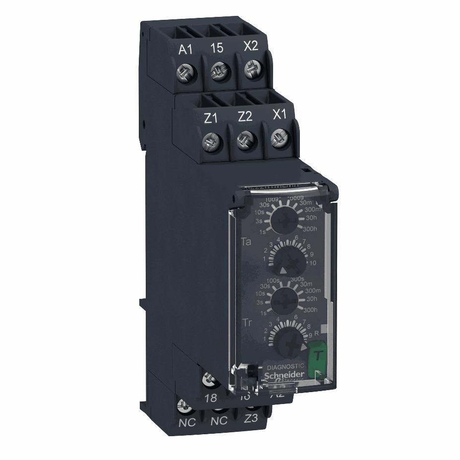 Schneider Electric - Modular timing relay, 8 A, 0.05 s…300 h, 1 CO, asymmetrical flashing, 24...240 V AC/DC - RE22R1MLMR