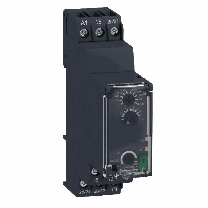 Schneider Electric - Modular timing relay, 8 A, 0.05 s…300 h, 2 CO, on delay and off delay, 24...240 V AC/DC - RE22R2ACMR