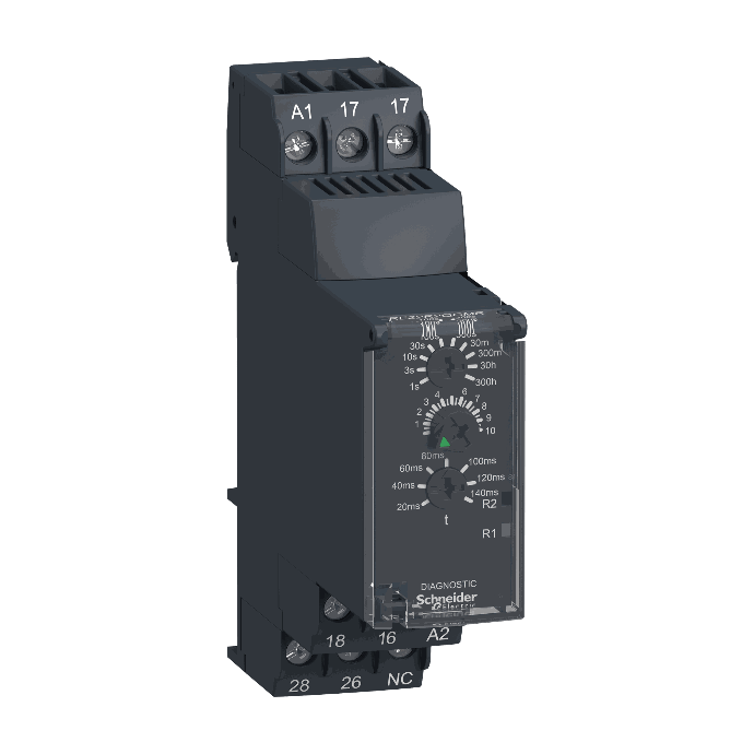 Schneider Electric - Modular timing relay, 8 A, 0.05 s…300 h, 2 CO, star delta, 24...240 V AC/DC - RE22R2QGMR