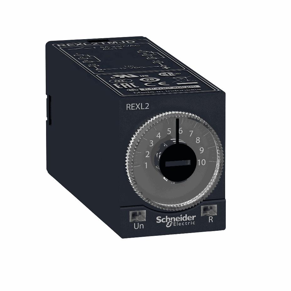 Schneider Electric - Modular timing relay, 5 A, 2 CO, 0.1 s..100 h, on-Delay, 24 V DC - REXL2TMBD