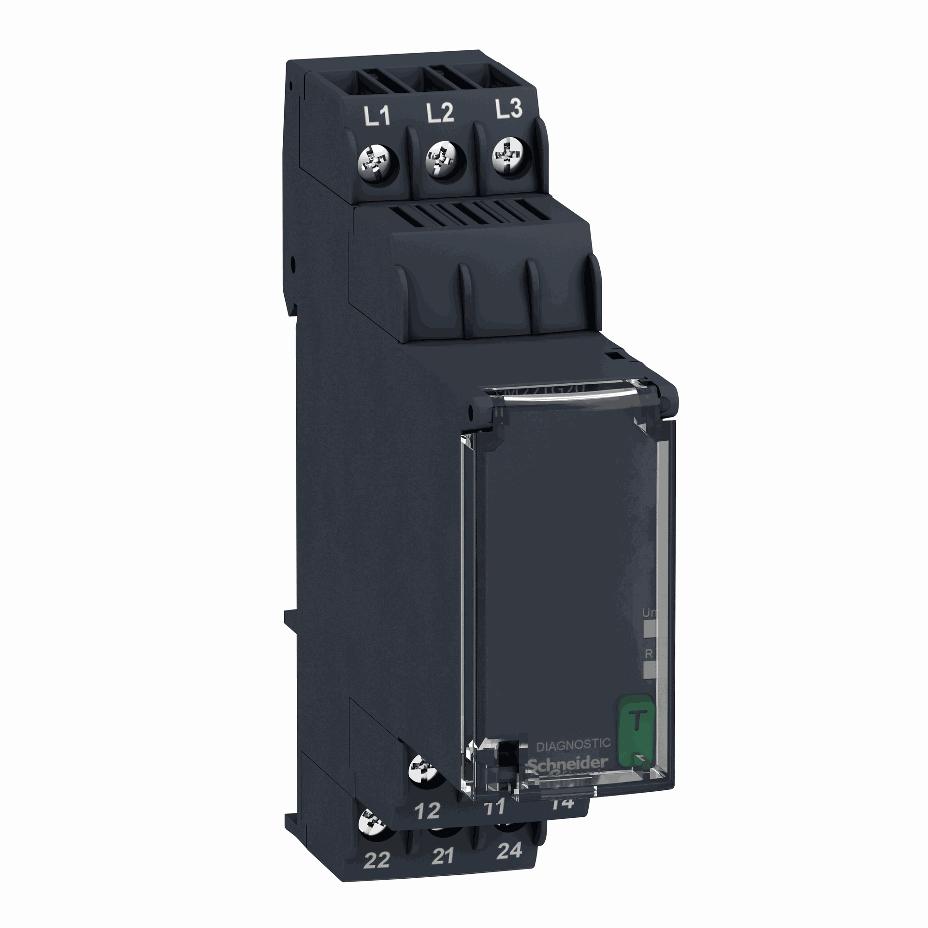 Schneider Electric - Modular 3-phase supply control relay, 8 A, 2 CO, 183…528 V AC - RM22TG20