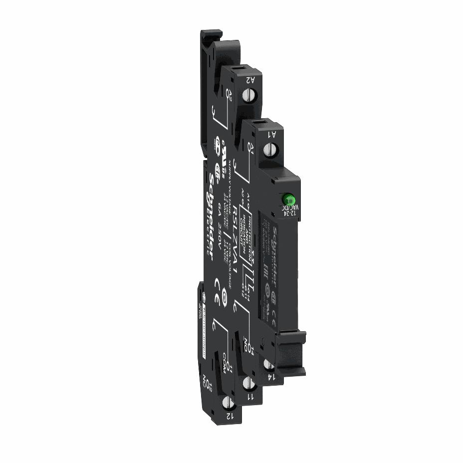 Schneider Electric - slim relay mounted on screw socket with LED and protection circuit, 24 V - RSL1PVBU