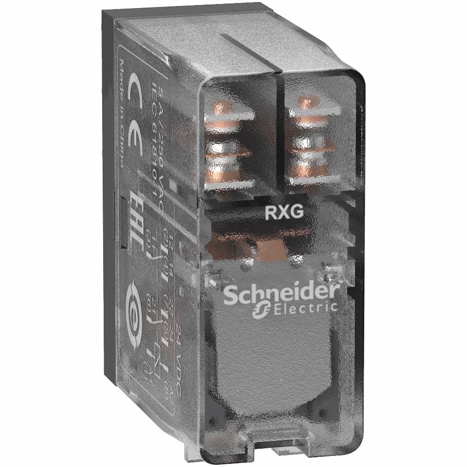 Schneider Electric - interface plug-in relay - Zelio RXG - 2 C/O clear - 24 V DC - 5 A - RXG25BD