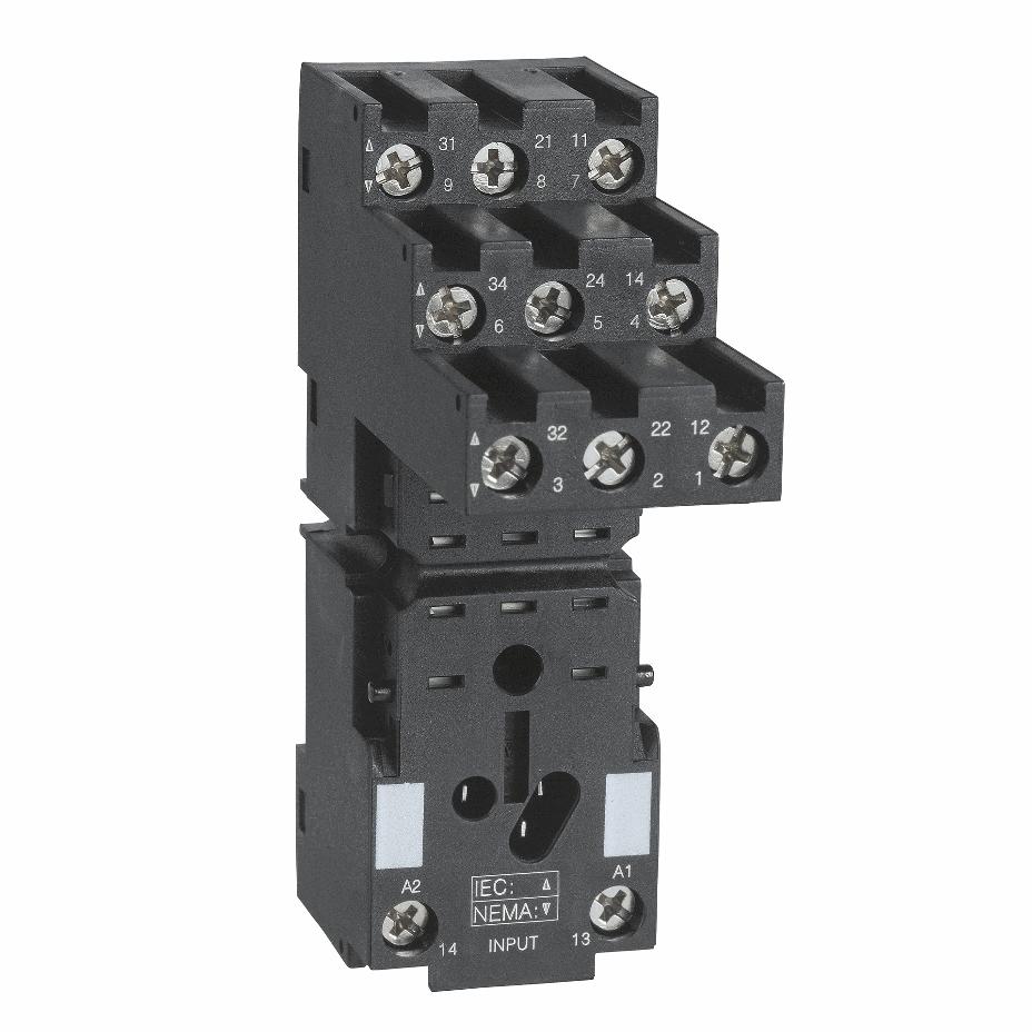 Schneider Electric - Socket, separate contact, 10 A, relay type RXM3, screw connector, 250 V AC - RXZE2S111M