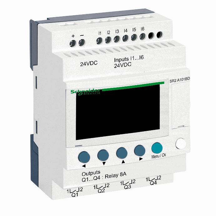 Schneider Electric - compact smart relay Zelio Logic - 10 I O - 24 V DC - no clock - display - SR2A101BD