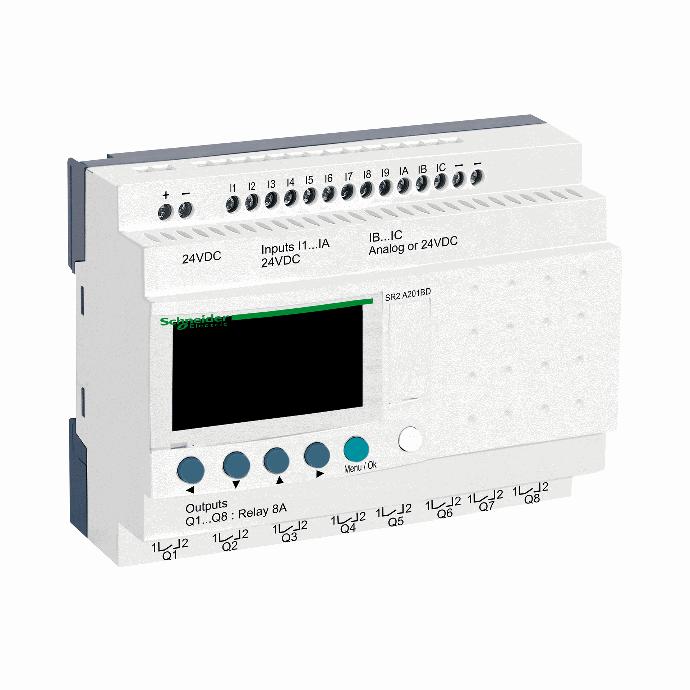 Schneider Electric - compact smart relay Zelio Logic - 20 I O - 24 V DC - no clock - display - SR2A201BD