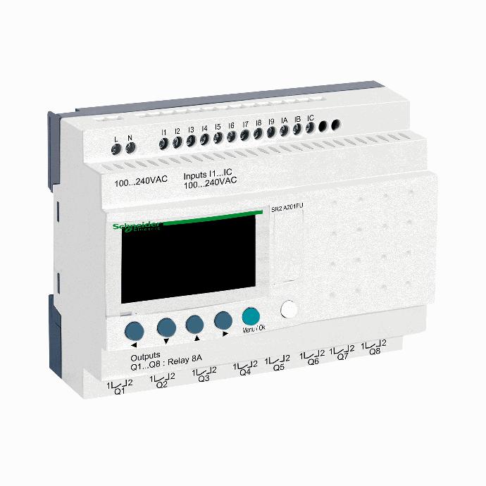 Schneider Electric - compact smart relay Zelio Logic - 20 I O - 100..240 V AC - no clock - display - SR2A201FU