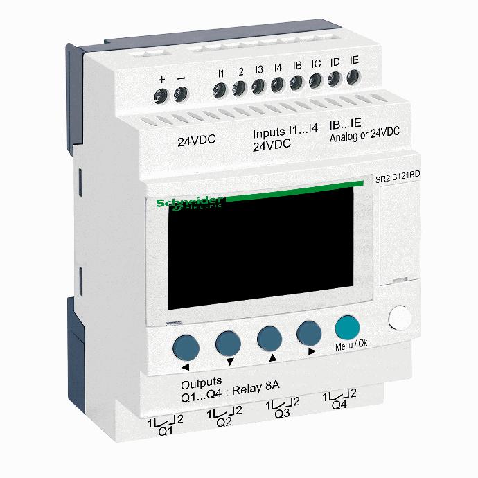 Schneider Electric - compact smart relay Zelio Logic - 12 I O - 24 V DC - clock - display - SR2B121BD