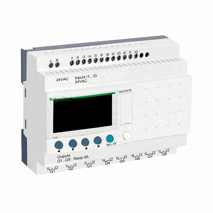 Schneider Electric - compact smart relay Zelio Logic - 20 I O - 24 V AC - clock - display - SR2B201B