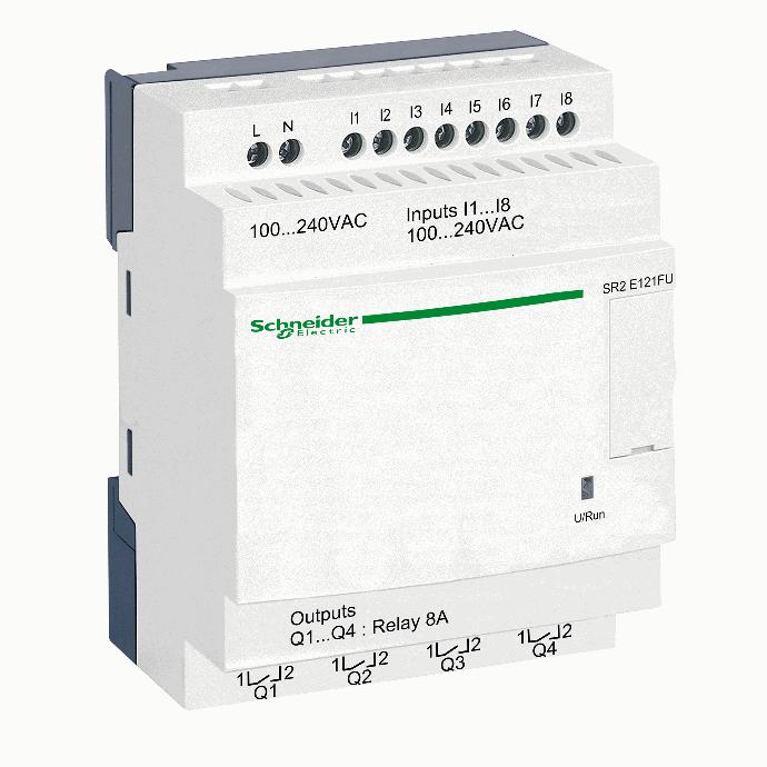 Schneider Electric - compact smart relay Zelio Logic - 12 I O - 100..240 V AC - clock - no display - SR2E121FU