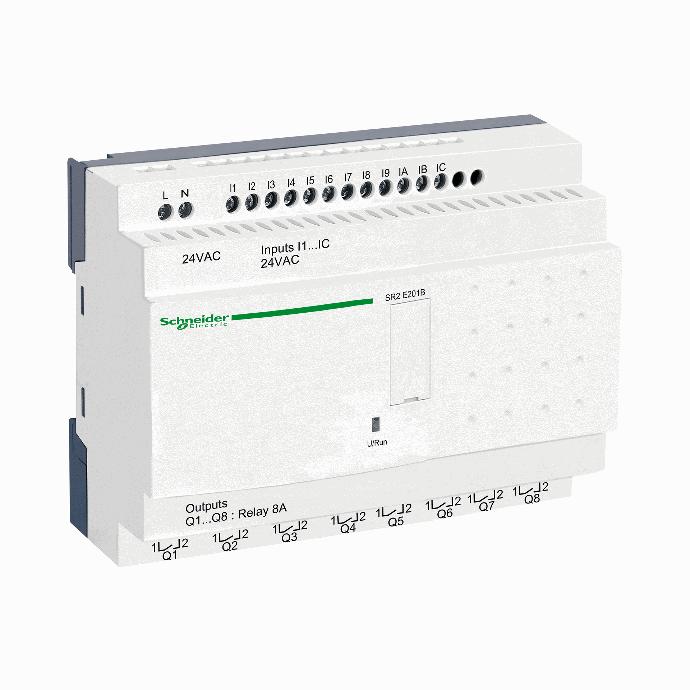 Schneider Electric - compact smart relay Zelio Logic - 20 I O - 24 V AC - clock - no display - SR2E201B