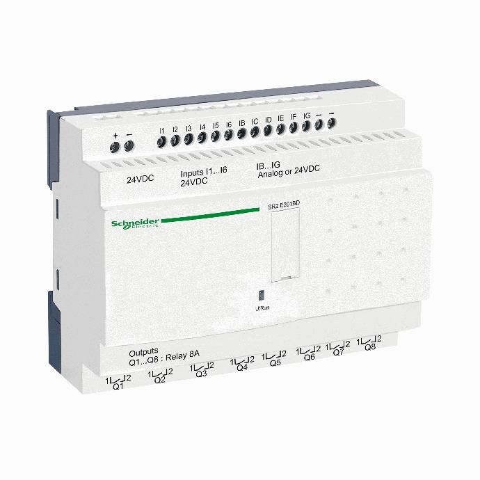 Schneider Electric - compact smart relay Zelio Logic - 20 I O - 24 V DC - clock - no display - SR2E201BD