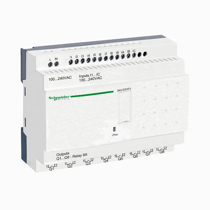 Schneider Electric - compact smart relay Zelio Logic - 20 I O - 100..240 V AC - clock - no display - SR2E201FU