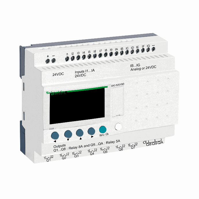 Schneider Electric - modular smart relay Zelio Logic - 26 I O - 24 V DC - clock - display - SR3B261BD