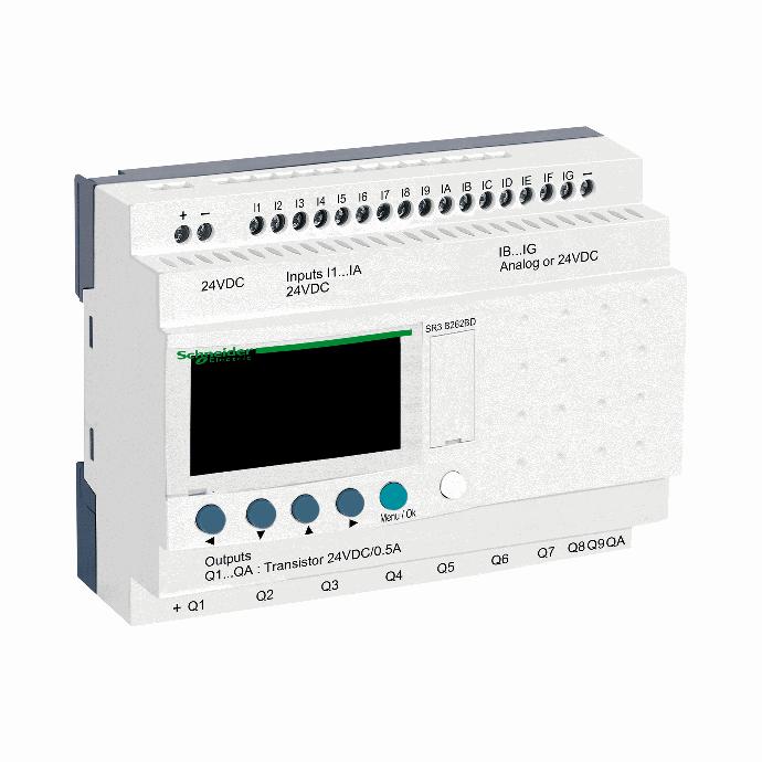 Schneider Electric - modular smart relay Zelio Logic - 26 I O - 24 V DC - clock - display - SR3B262BD