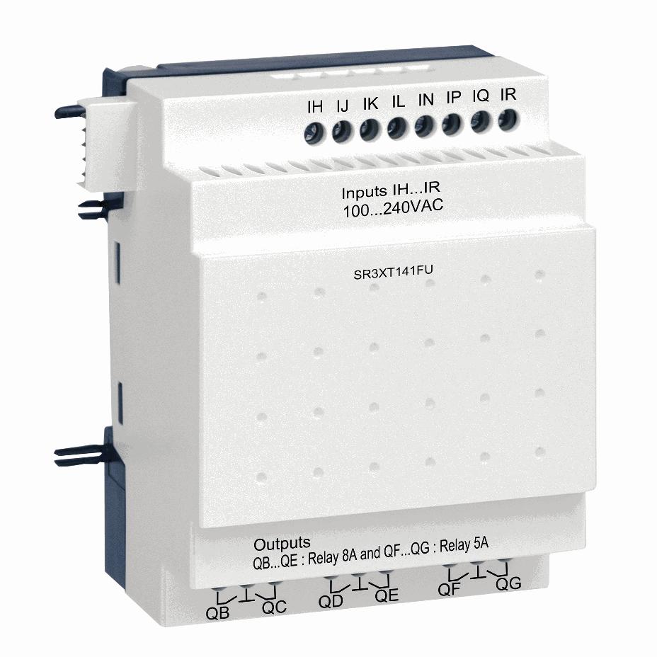 Schneider Electric - discrete I/O extension module - 14 I O - 100..240 V AC - for Zelio Logic - SR3XT141FU