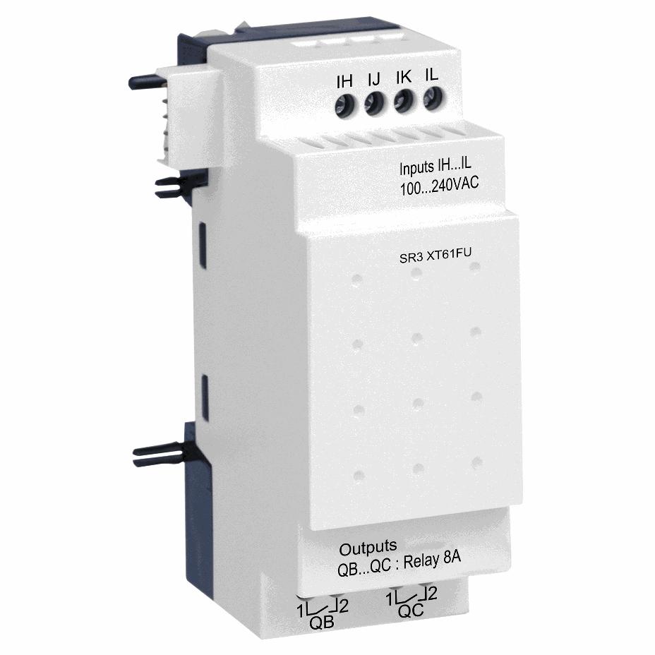 Schneider Electric - discrete I/O extension module - 6 I O - 100..240 V AC - for Zelio Logic - SR3XT61FU