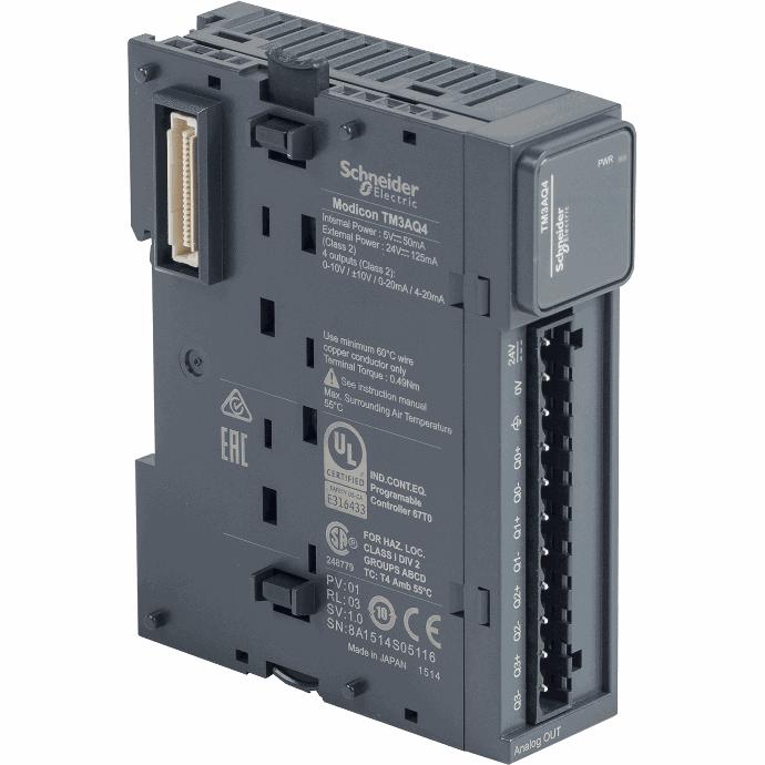 Schneider Electric - Modicon TM3 - 4 analog outputs (screw) 24Vdc - TM3AQ4