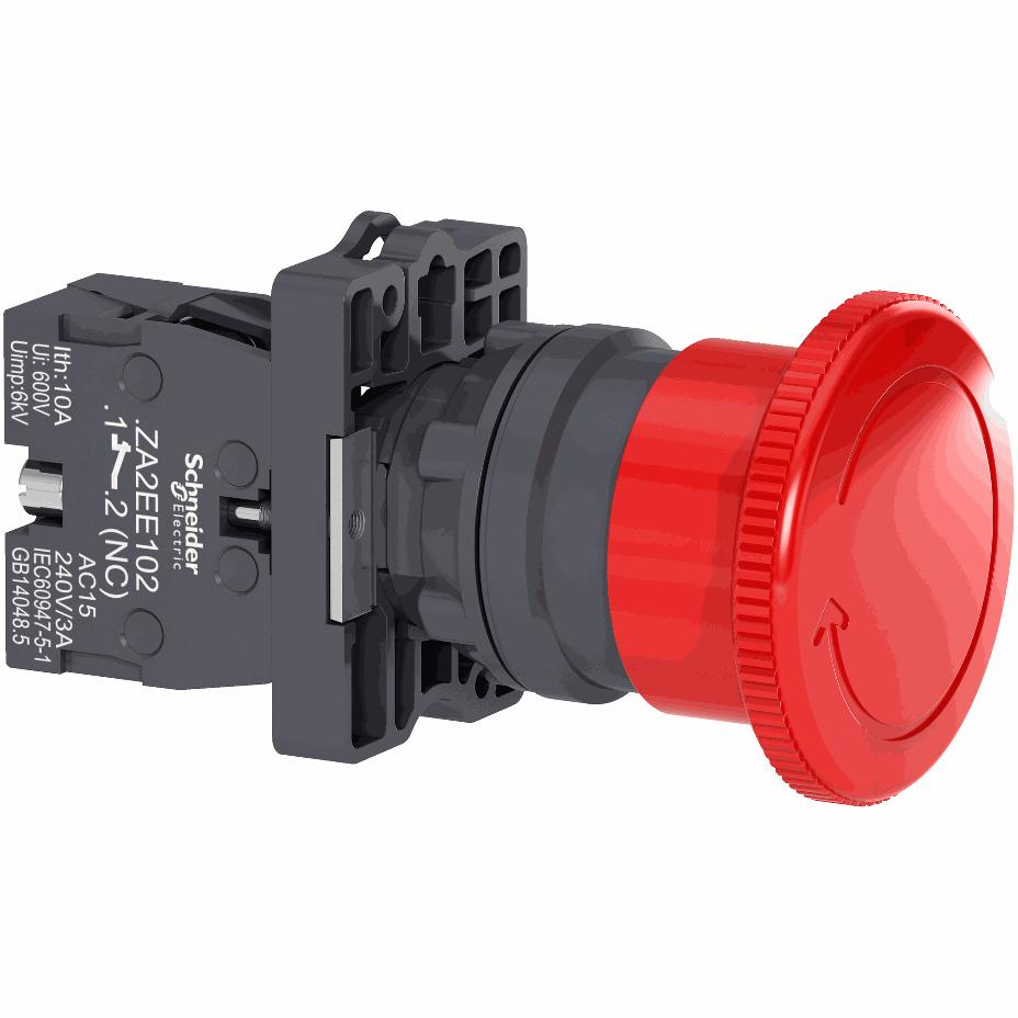 Schneider Electric - red Ø40 Emergency swtiching off push-button Ø22 non trigger - turn release 1NC - XA2ES542