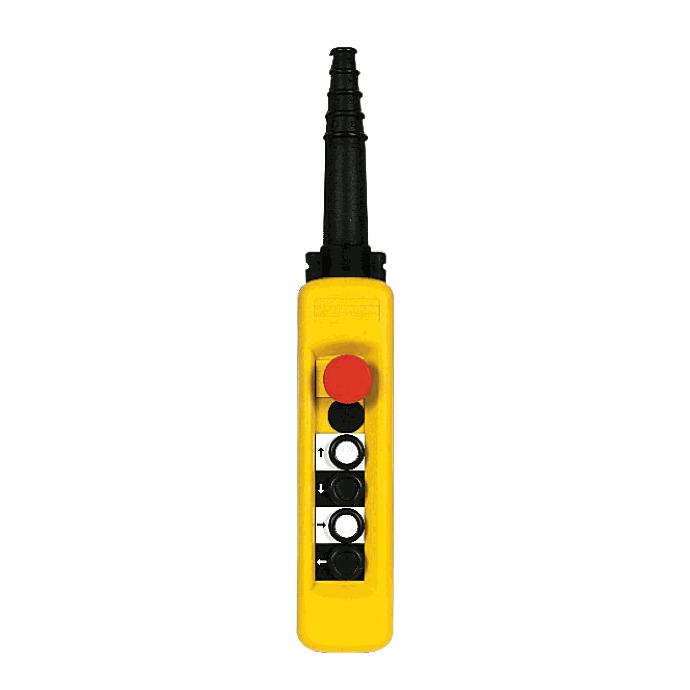 Schneider Electric - Pendant control station, plastic, yellow, 4 push buttons, 1 emergency stop - XACA4713