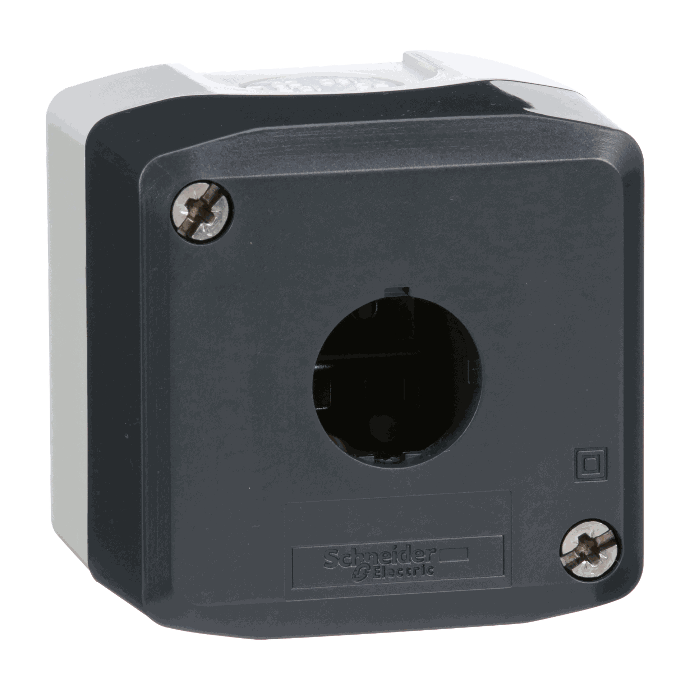 Schneider Electric - Empty enclosure, plastic, dark grey lid, for push button Ø22, 1 cut-out - XALD01