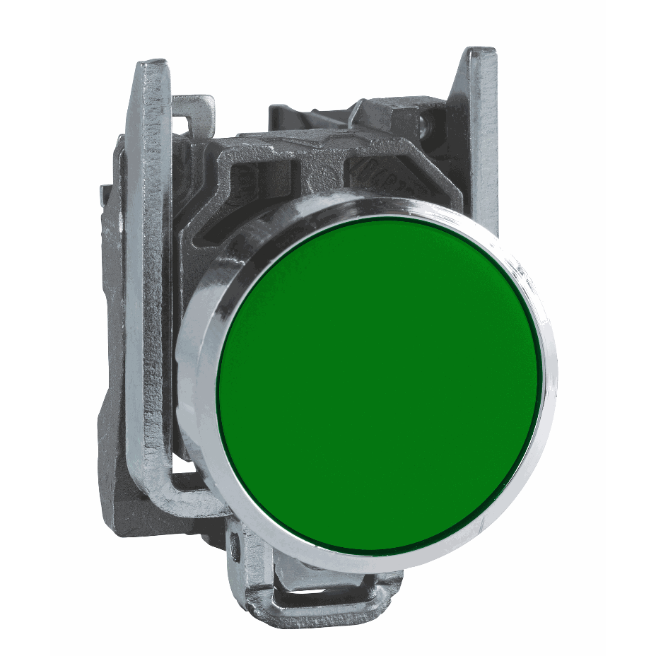 Schneider Electric - Push button, metal, flush, green, Ø22, spring return, unmarked, 1 NO - XB4BA31