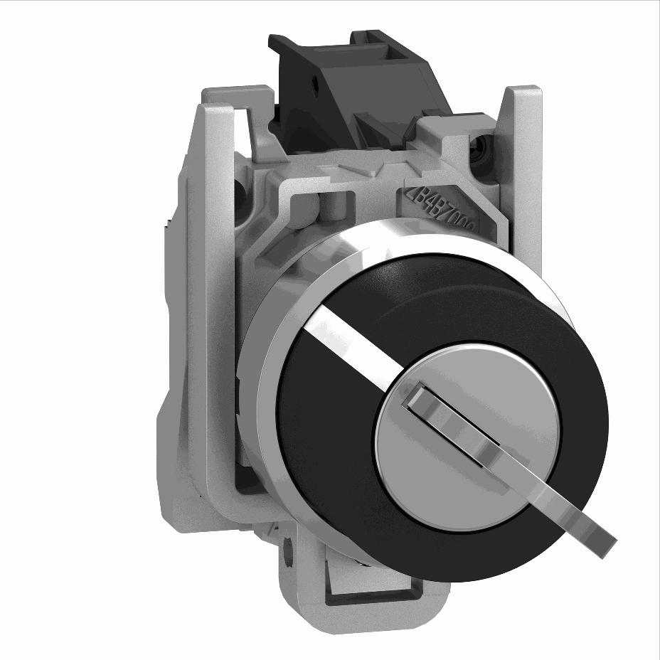 Schneider Electric - Key switch selector, metal, black, Ø22, key n°455, 2 positions, stay put, 1 NO - XB4BG21