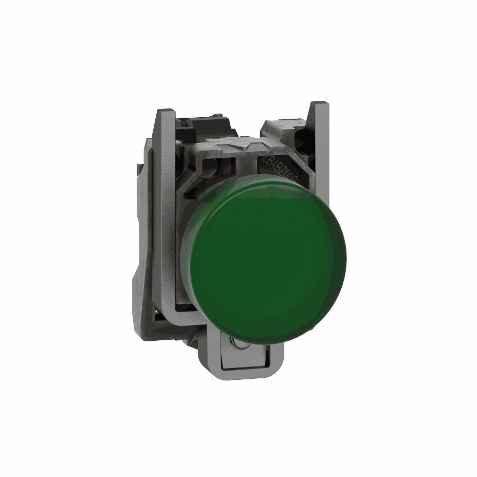 Schneider Electric - Pilot light, metal, green, Ø22, plain lens with BA9s bulb, <= 250 V - XB4BV63