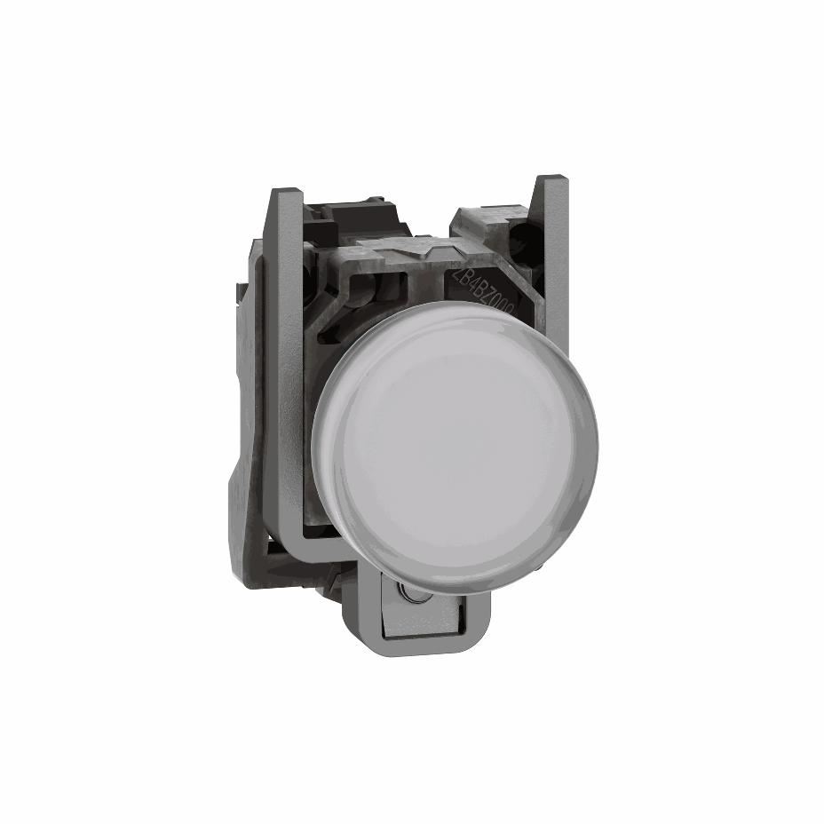 Schneider Electric - Pilot light, metal, white, Ø22, plain lens with integral LED, 24 V AC/DC - XB4BVB1