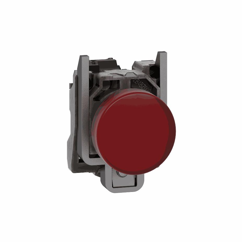 Schneider Electric - Pilot light, metal, red, Ø22, plain lens with integral LED, 24 V AC/DC - XB4BVB4