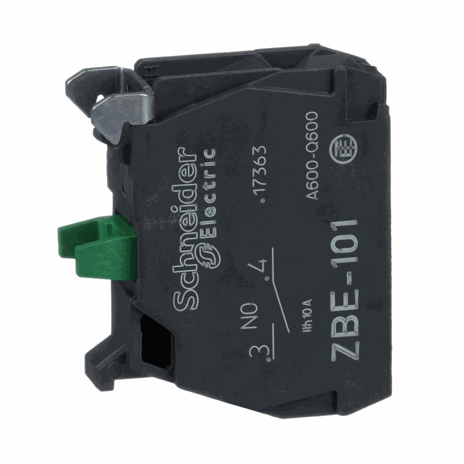 Schneider Electric - Single contact block, silver alloy, screw clamp terminal, 1 NO - ZBE101