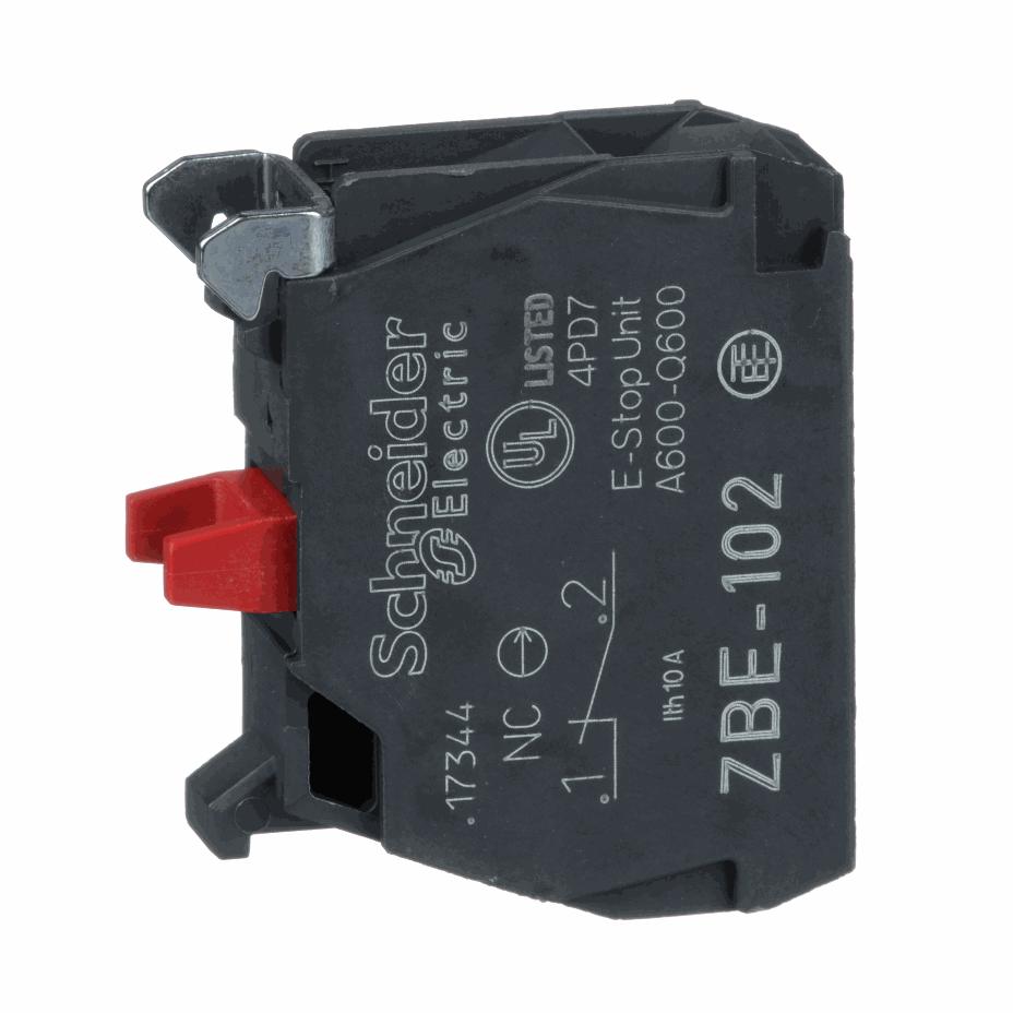 Schneider Electric - Single contact block, silver alloy, screw clamp terminal, 1 NC - ZBE102