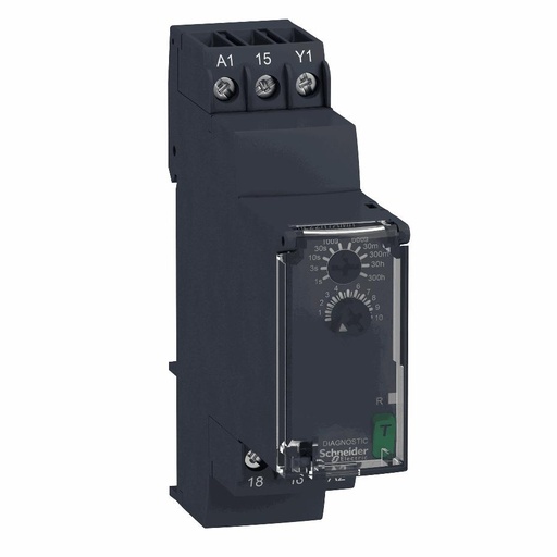 [C18RE22R1AMR] Schneider Electric - Modular timing relay, 8 A, 0.05 s…300 h, 1 CO, power on delay , 24...240 V AC/DC - RE22R1AMR