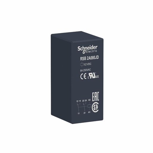 [C03RSB2A080JD] Schneider Electric - Interface plug-in relay, 8 A, 2 CO, 12 V DC - RSB2A080JD