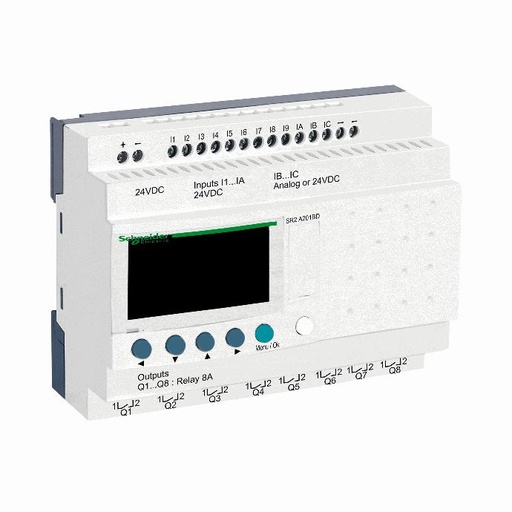 [C02SR2A201BD] Schneider Electric - compact smart relay Zelio Logic - 20 I O - 24 V DC - no clock - display - SR2A201BD