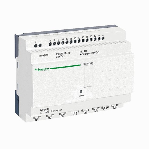 [C02SR2E201BD] Schneider Electric - compact smart relay Zelio Logic - 20 I O - 24 V DC - clock - no display - SR2E201BD