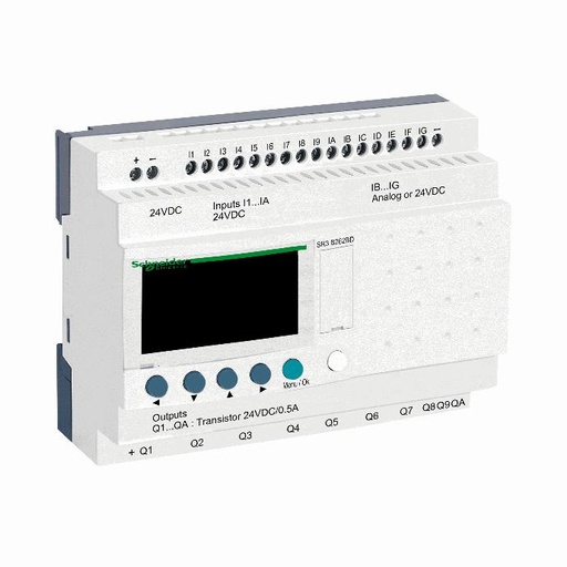 [C02SR3B262BD] Schneider Electric - modular smart relay Zelio Logic - 26 I O - 24 V DC - clock - display - SR3B262BD