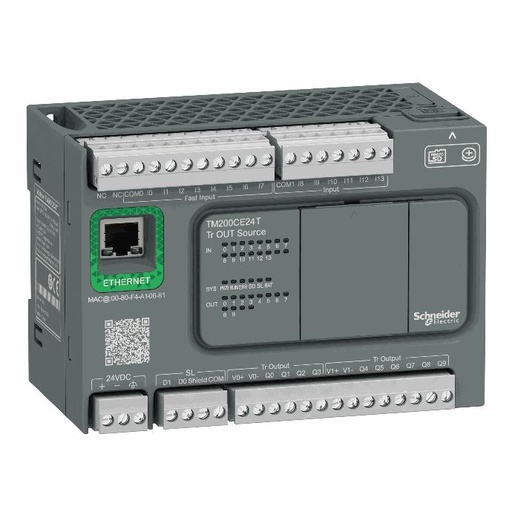 [C02TM200CE24T] Schneider Electric - controller M200 24 IO transistor Source+ Ethernet - TM200CE24T