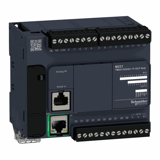 [C02TM221CE24U] Schneider Electric - CONTROLLER M221-24IO TR.NPN ETHERNET - TM221CE24U