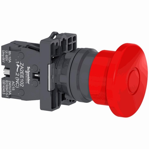 [C01XA2ET42] Schneider Electric - red Ø40 Emergency swtiching off push-button Ø22 non trigger - push-pull 1NC - XA2ET42